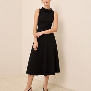 Pact Organic Fit & Flare Cowl Neck Dress Black